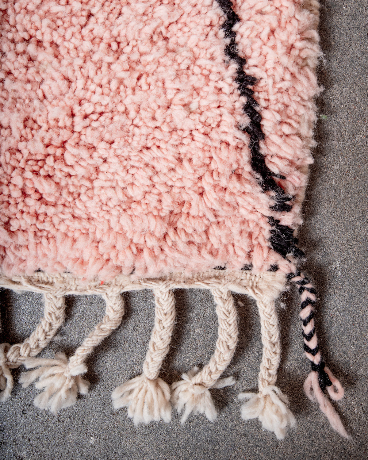 Modern, designer, handcrafted Berber rug from Morocco. Beniourain carpet with beautiful colours and patterns and fluffy wool texture.